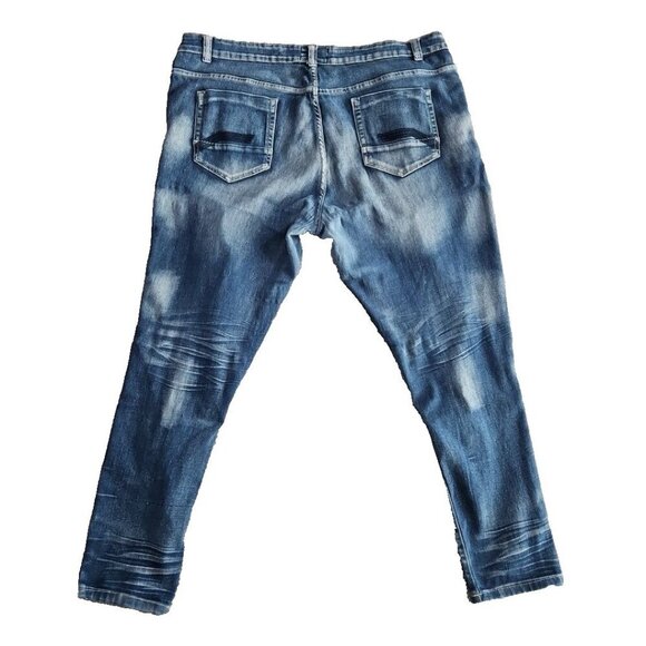 Thrill Jeans Women's Size 24 Medium Wash Denim Distressed Ruche Zippers Stretch - Picture 3 of 16